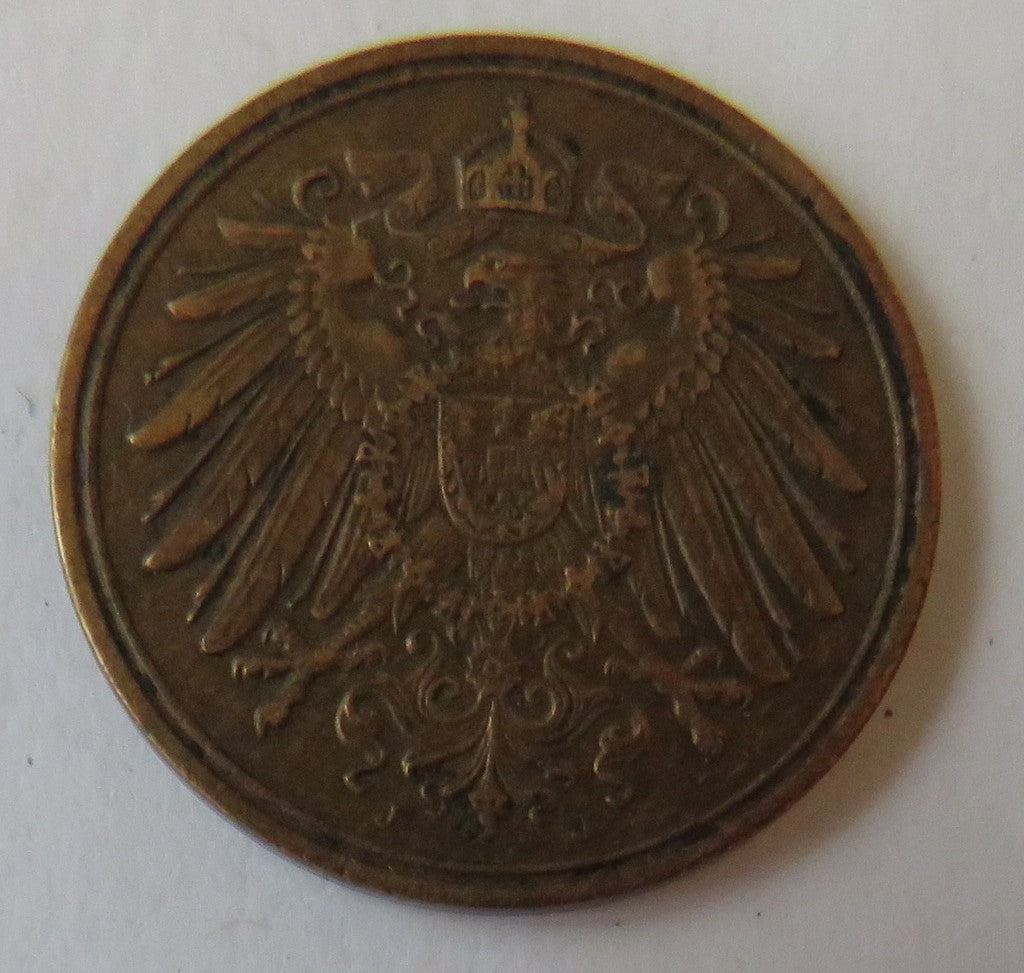 1904-J Germany One Pfennig Coin