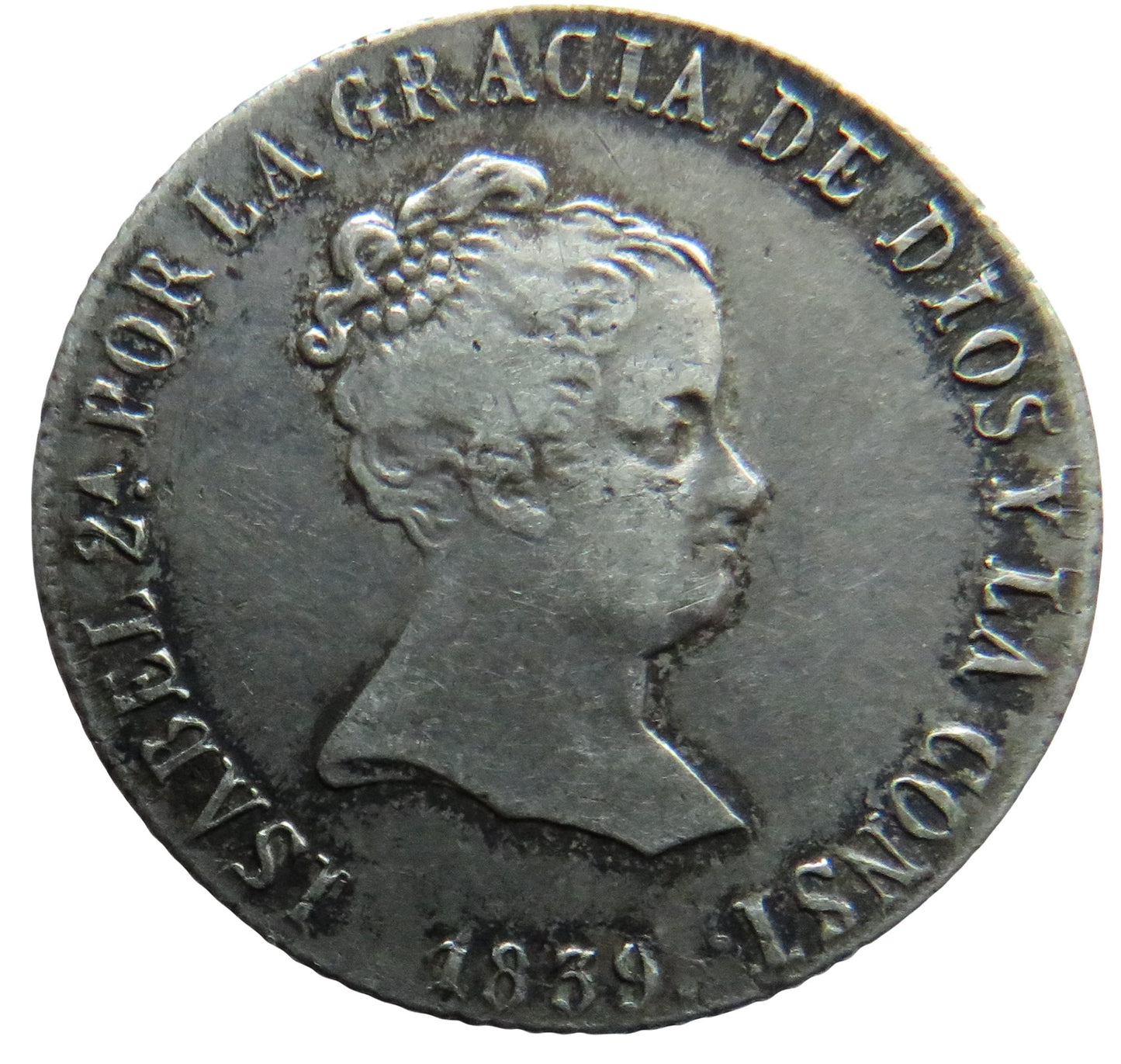 1839 RD Spain Silver 4 Reals Coin