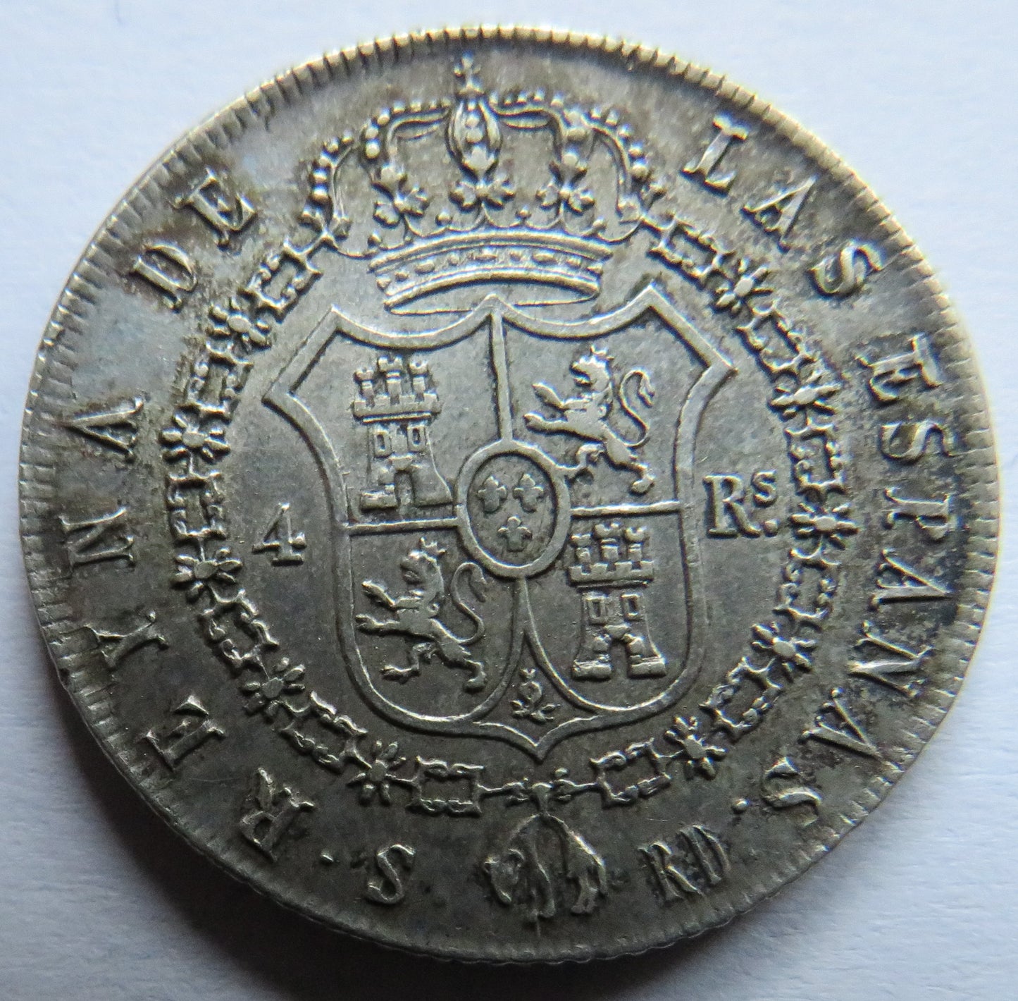 1839 RD Spain Silver 4 Reals Coin