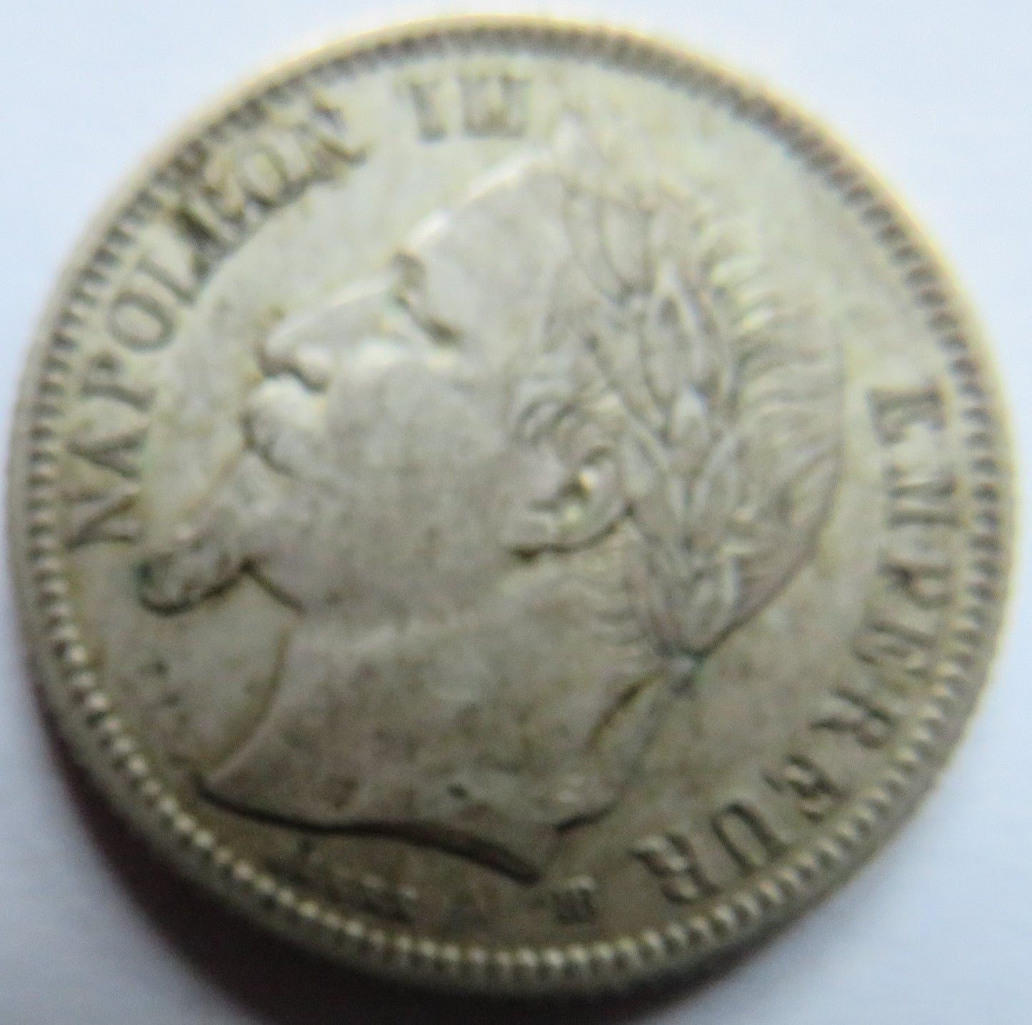 1867 France Napoleon III Silver One Franc Coin