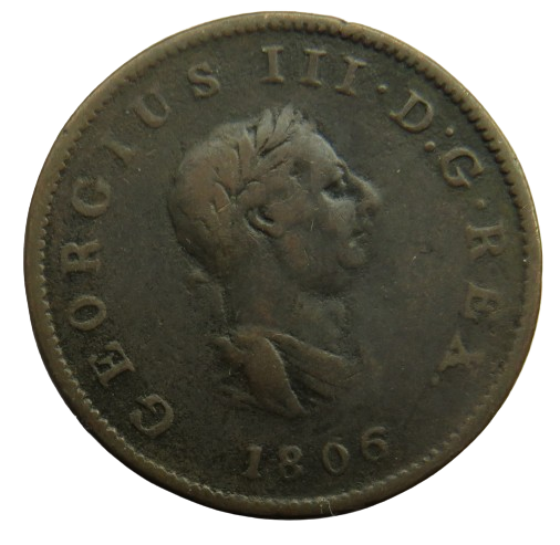 1806 King George III Halfpenny Coin - Great Britain