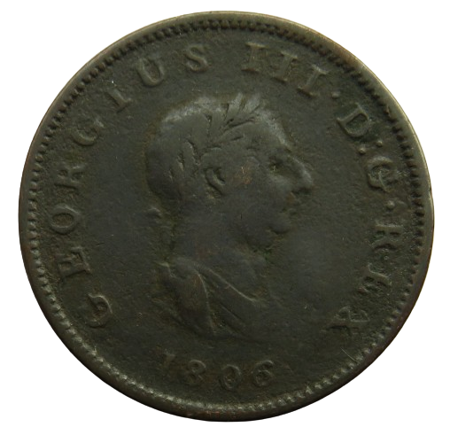 1806 King George III Halfpenny Coin - Great Britain