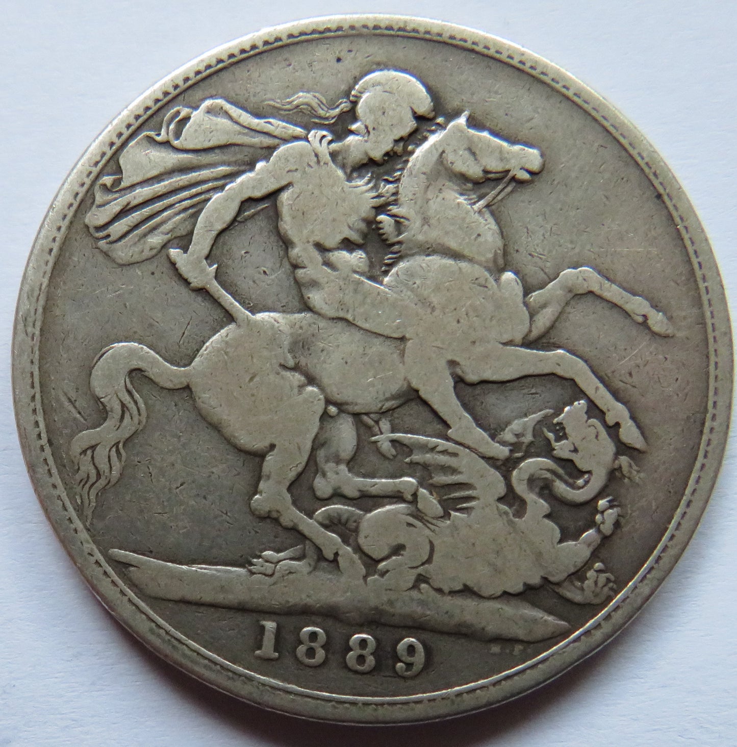 1889 Queen Victoria Jubilee Head Silver Crown Coin - Great Britain