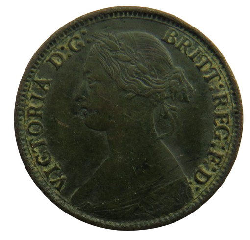 1861 Queen Victoria Bun Head Farthing Coin - Great Britain