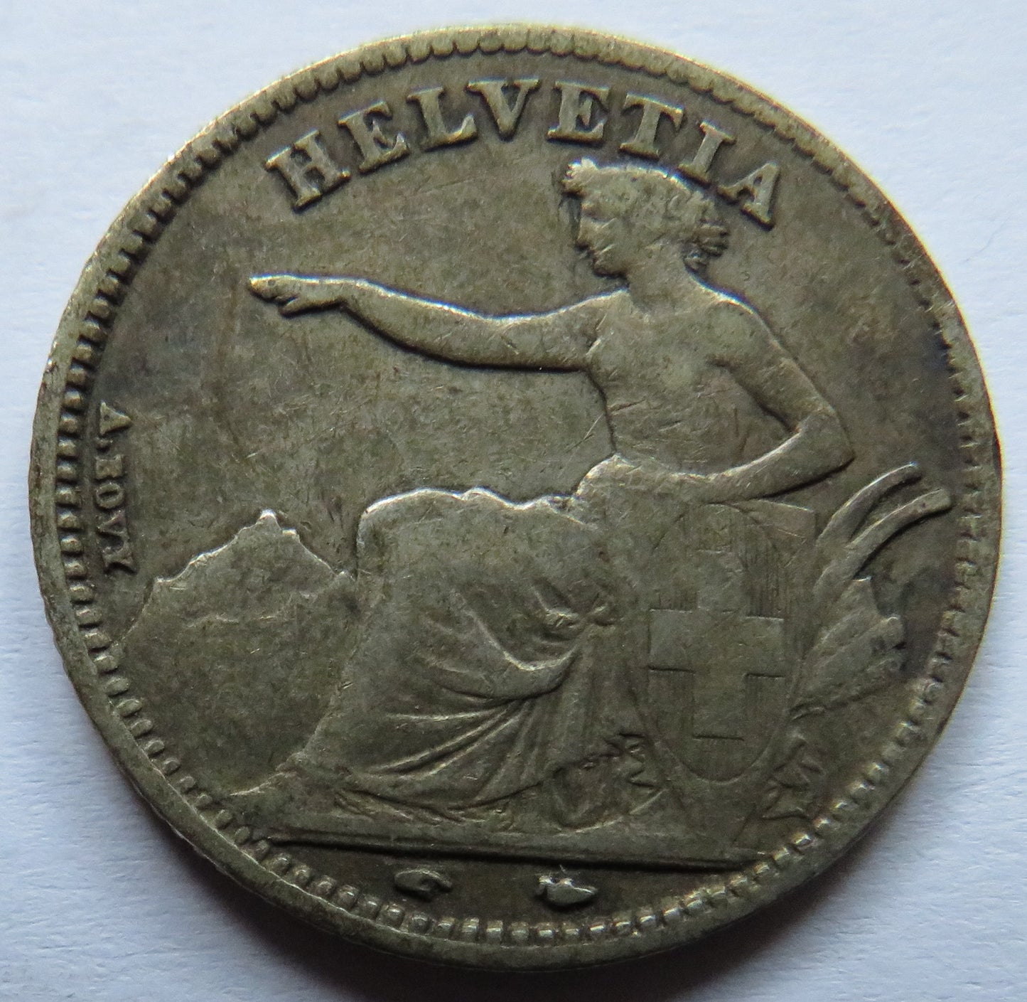 1850 Switzerland Silver One Franc Coin Scarce