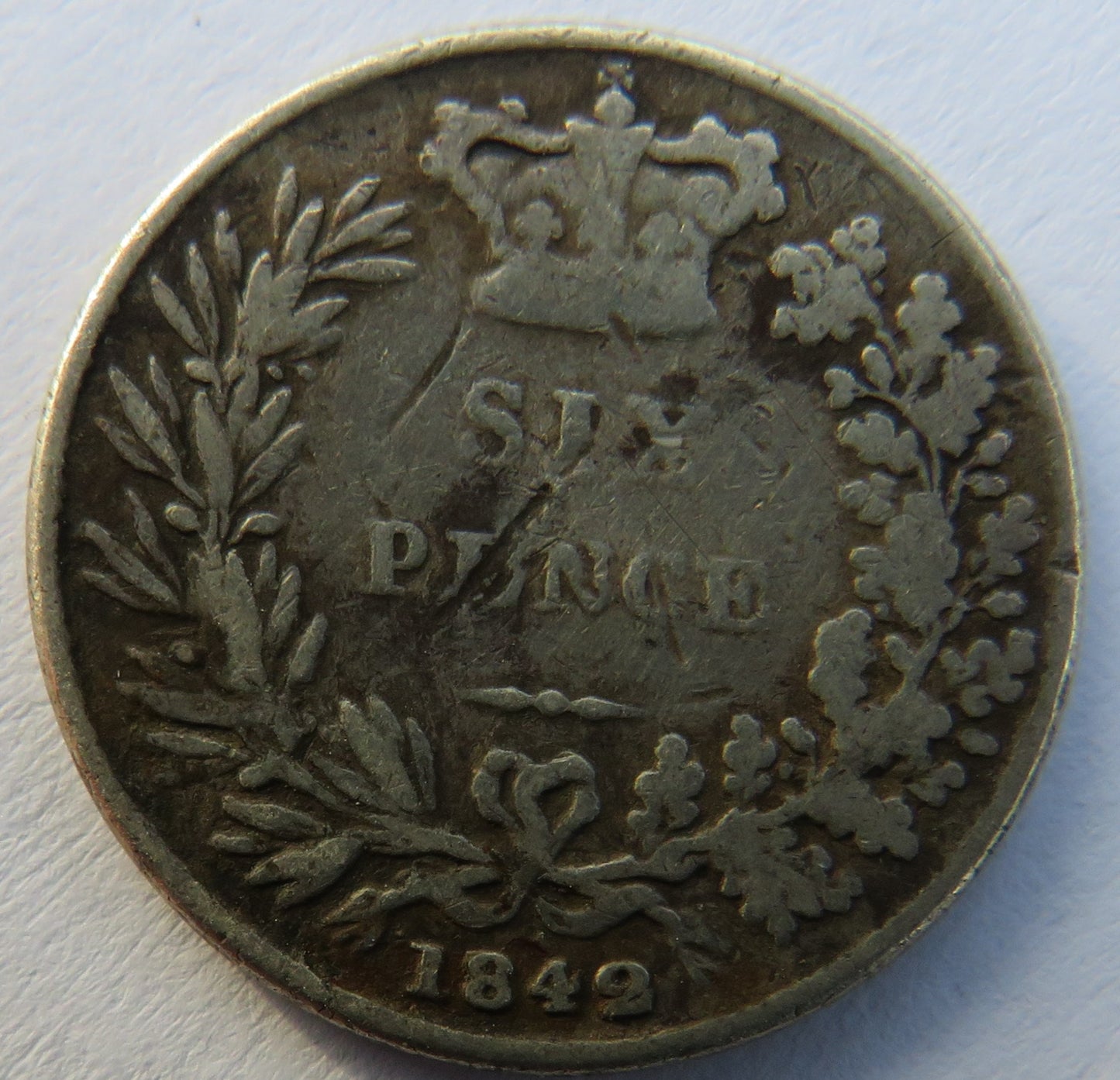 1842 Queen Victoria Young Head Silver Sixpence Coin - Great Britain