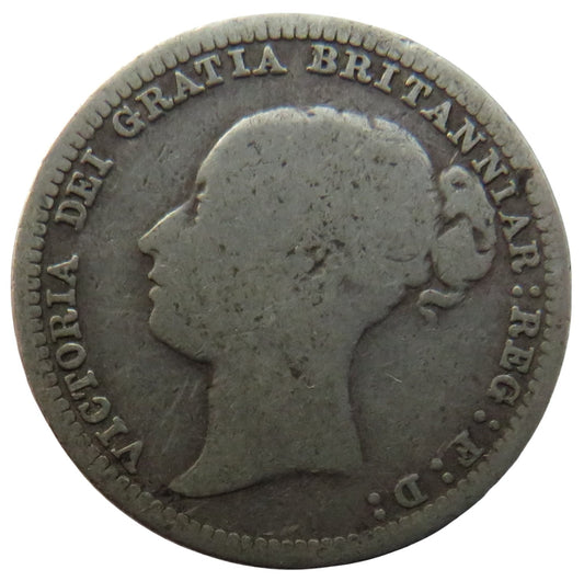 1879 Queen Victoria Young Head Silver Sixpence Coin - Great Britain