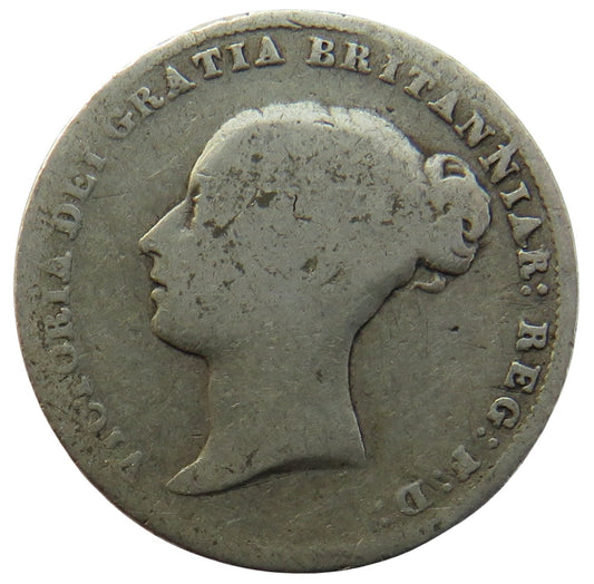 1858 Queen Victoria Young Head Silver Sixpence Coin - Great Britain