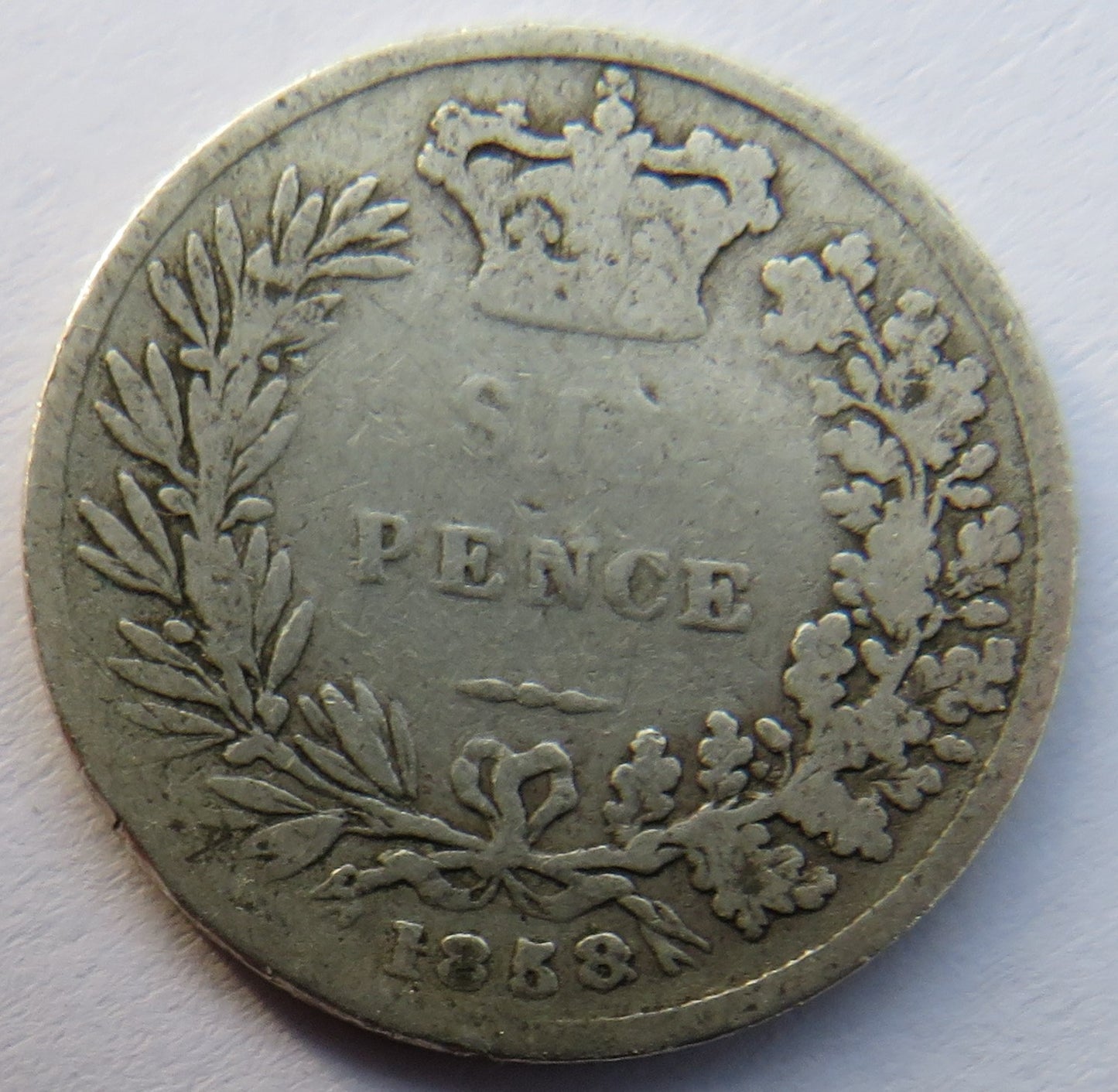 1858 Queen Victoria Young Head Silver Sixpence Coin - Great Britain