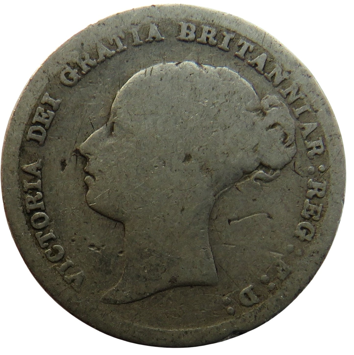1884 Queen Victoria Young Head Silver Sixpence Coin - Great Britain