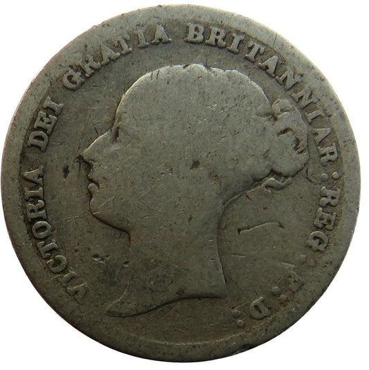 1884 Queen Victoria Young Head Silver Sixpence Coin - Great Britain