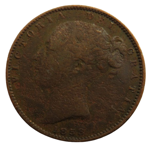 1853 Queen Victoria Young Head Farthing Coin - Great Britain