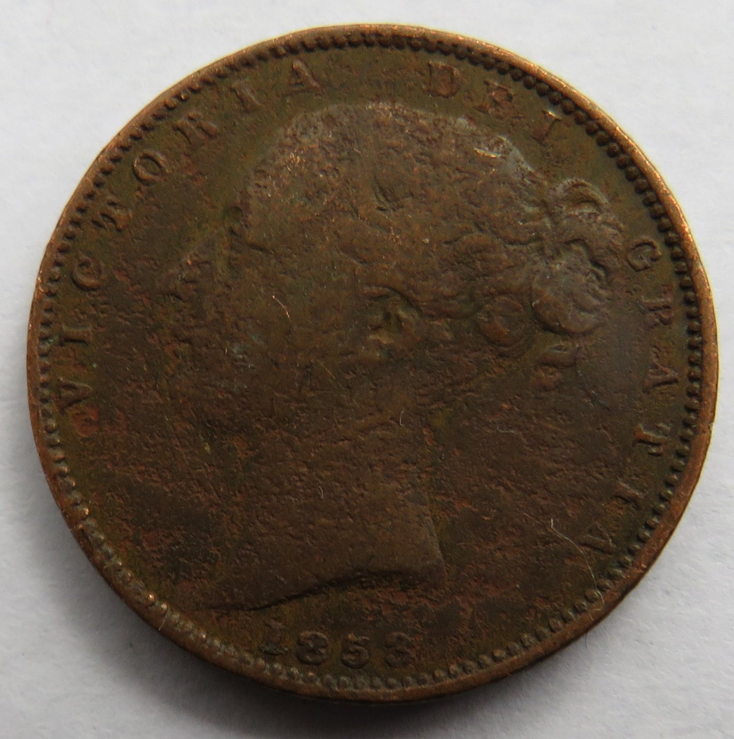 1853 Queen Victoria Young Head Farthing Coin - Great Britain