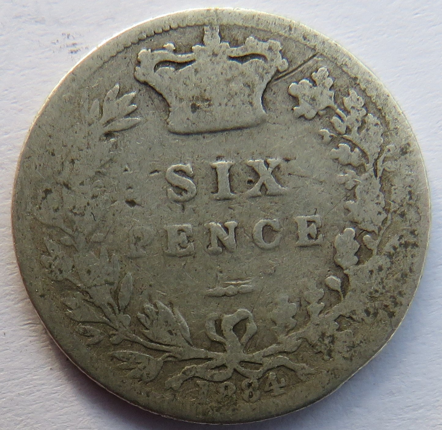 1884 Queen Victoria Young Head Silver Sixpence Coin - Great Britain