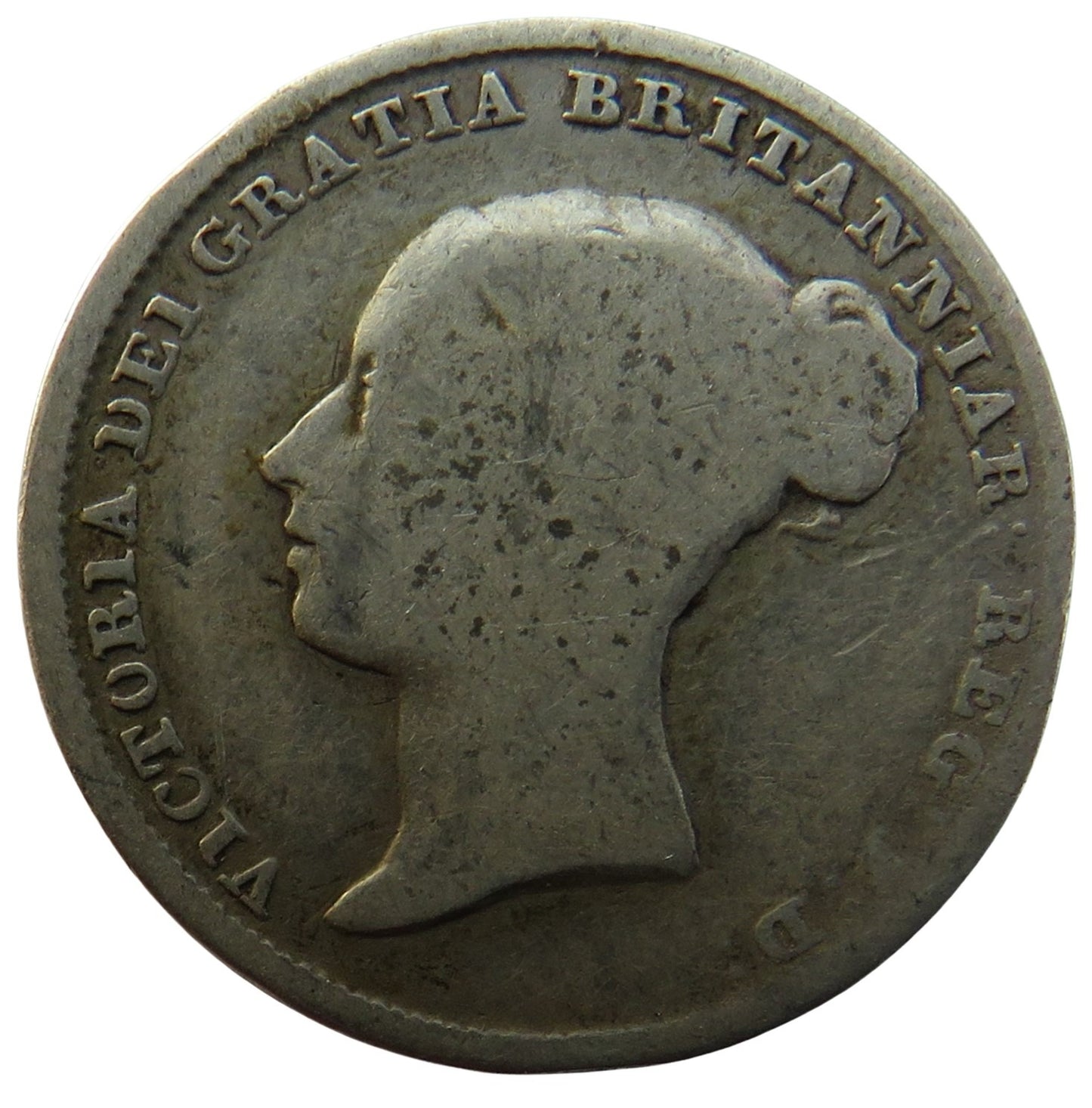 1842 Queen Victoria Young Head Silver Sixpence Coin - Great Britain