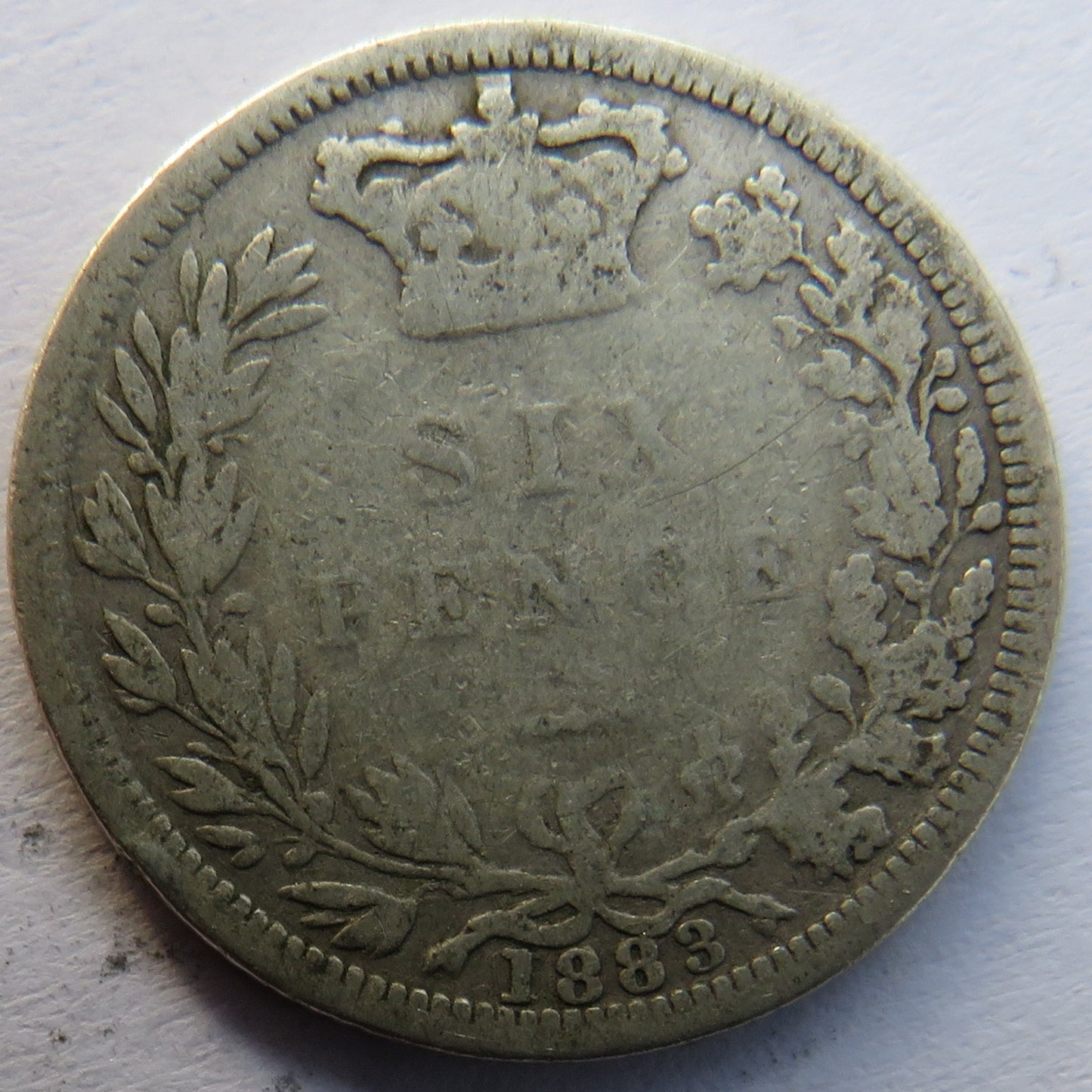1883 Queen Victoria Young Head Silver Sixpence Coin - Great Britain