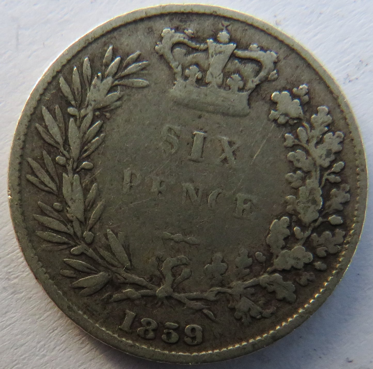 1859 Queen Victoria Young Head Silver Sixpence Coin - Great Britain