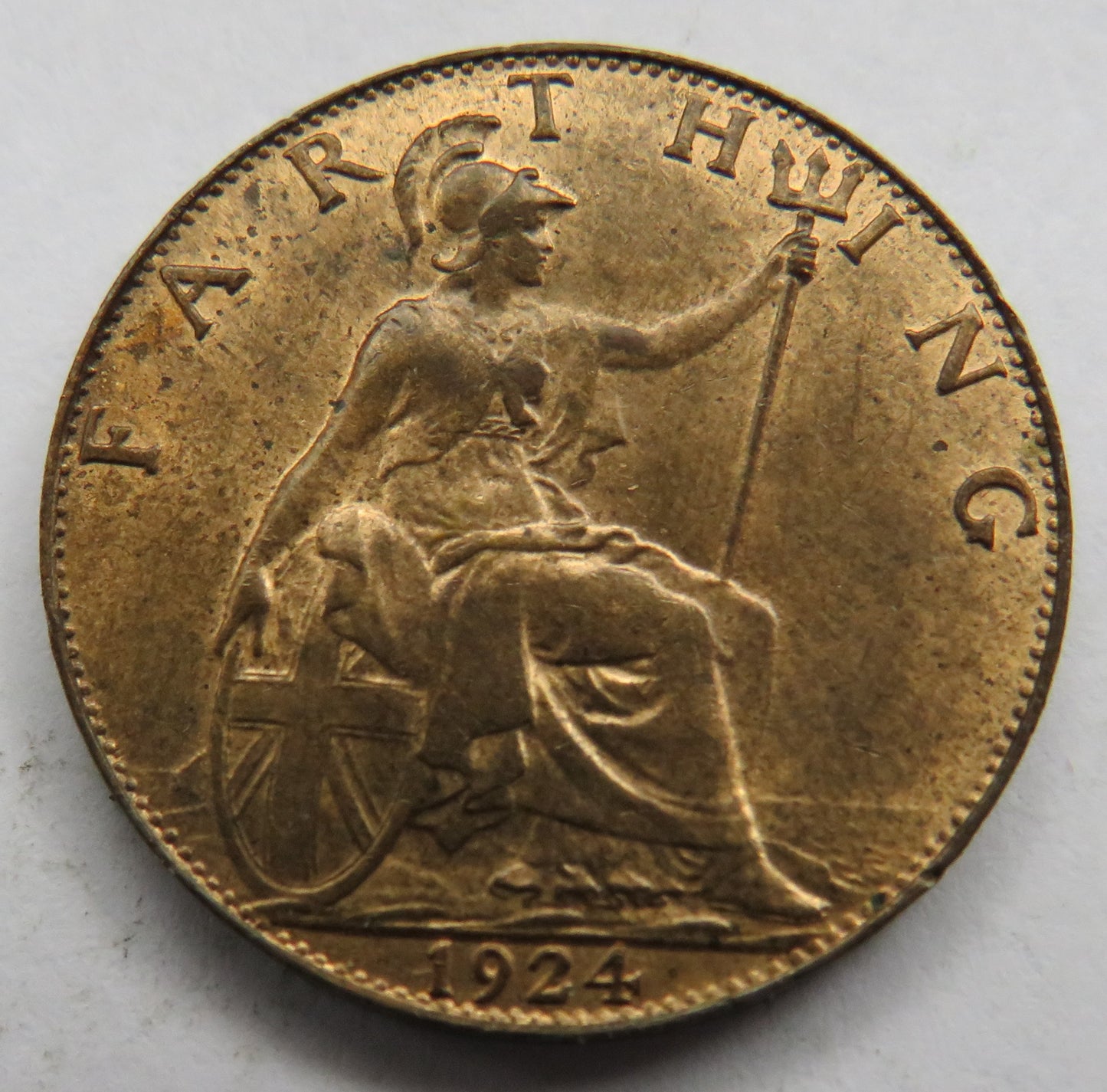 1924 King George V Farthing Coin - High Grade - Great Britain
