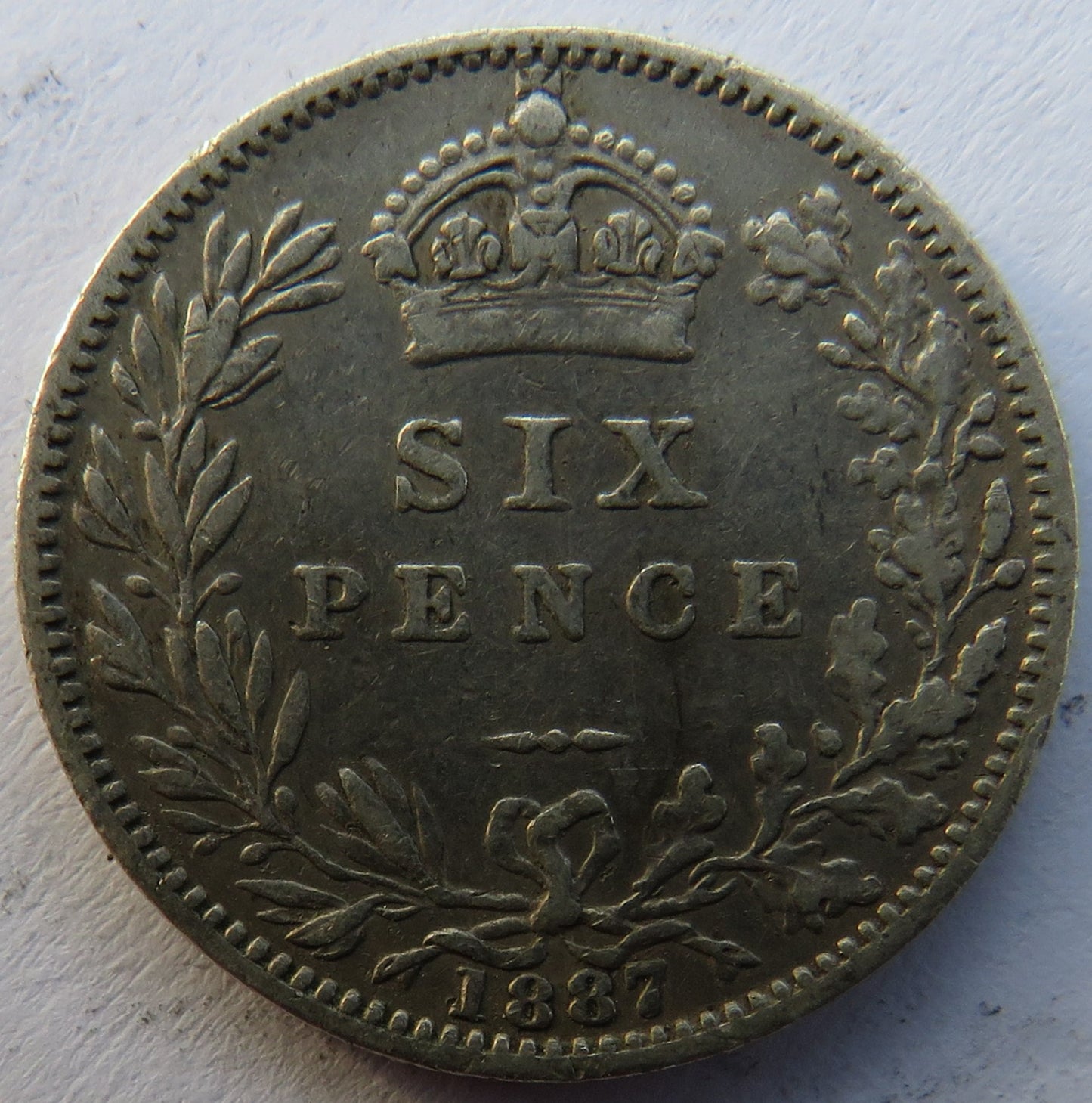 1887 Queen Victoria Jubilee Head Silver Sixpence Coin - Great Britain