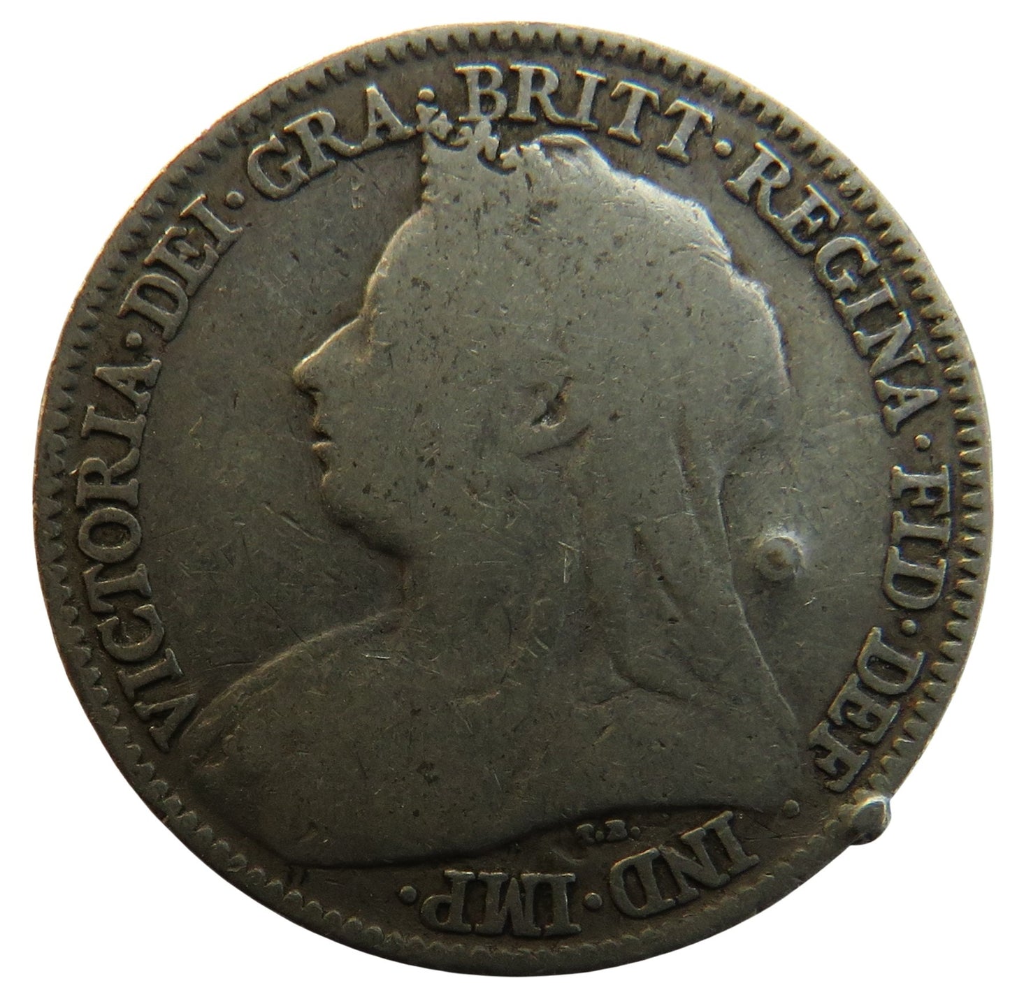 1896 Queen Victoria Silver Sixpence Coin - Great Britain