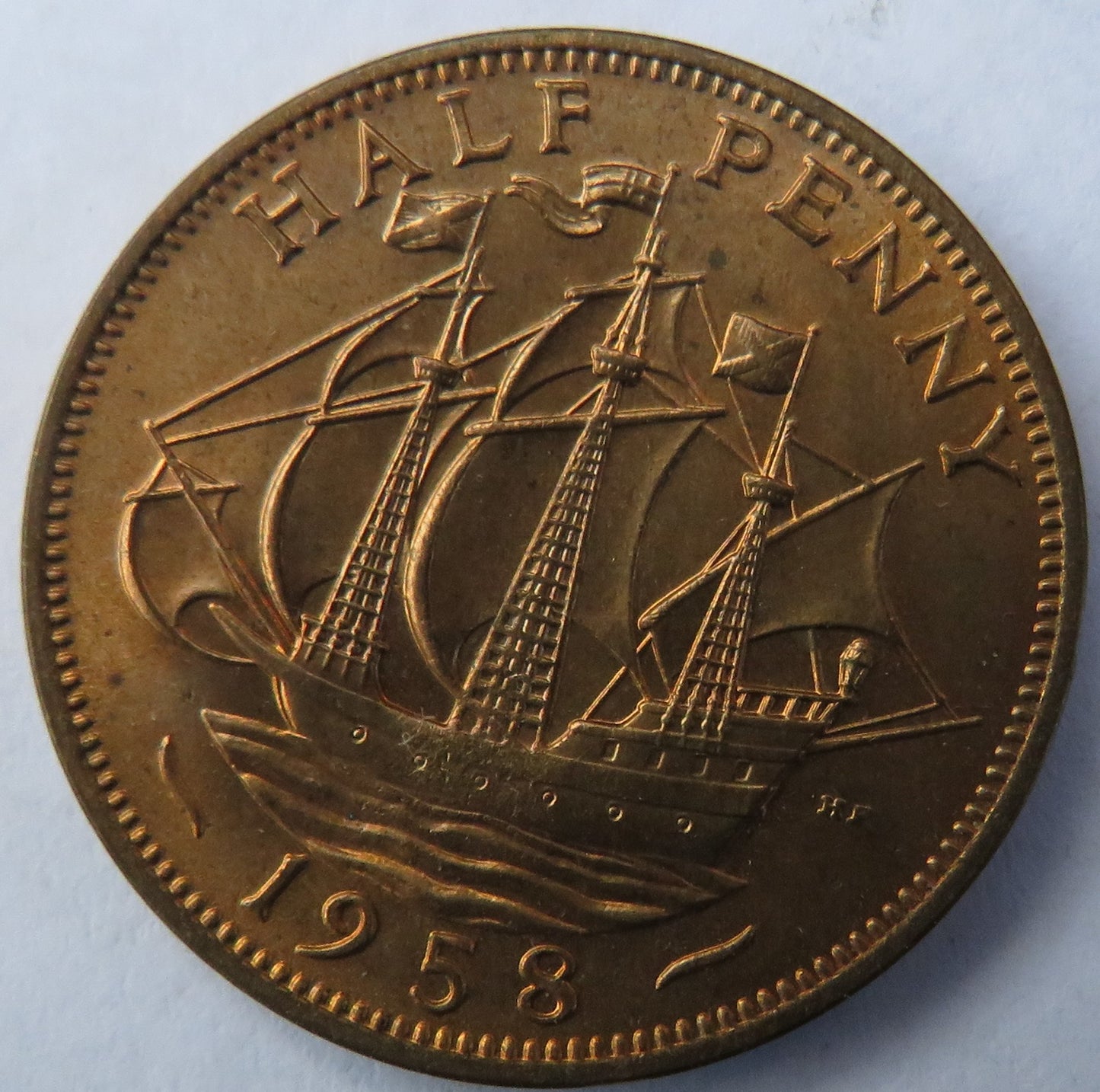 1958 Queen Elizabeth II Halfpenny Coin Unc - Great Britain