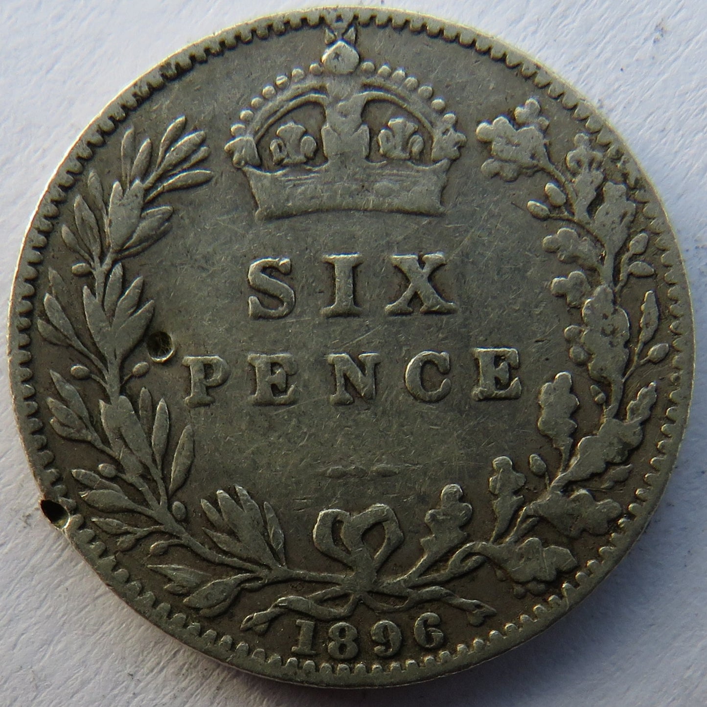 1896 Queen Victoria Silver Sixpence Coin - Great Britain