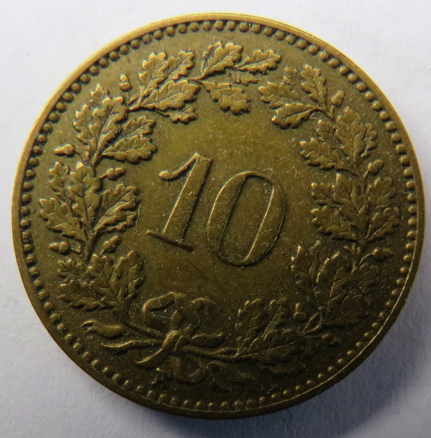 1919 Switzerland Brass 10 Rappen Coin