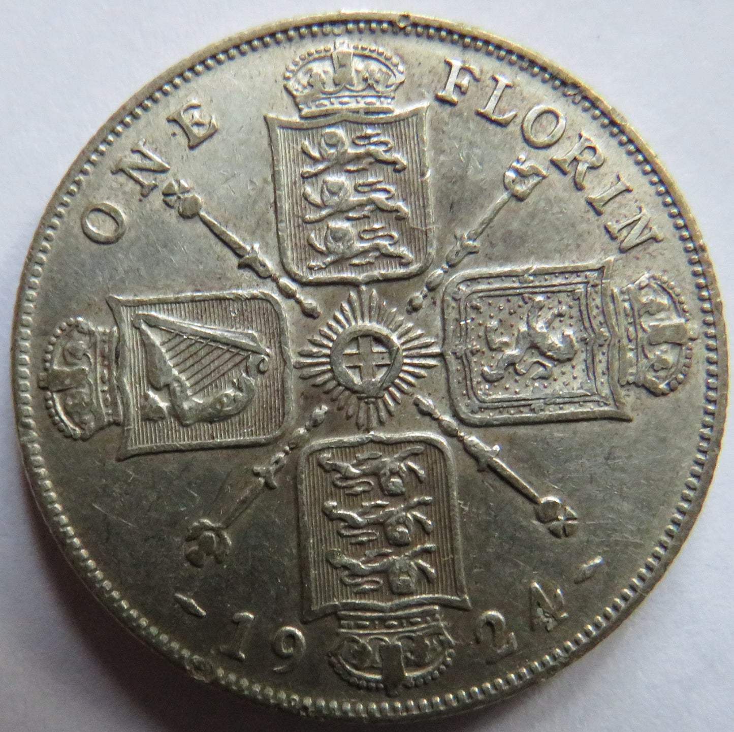 1924 King George V Silver Florin Coin - Great Britain