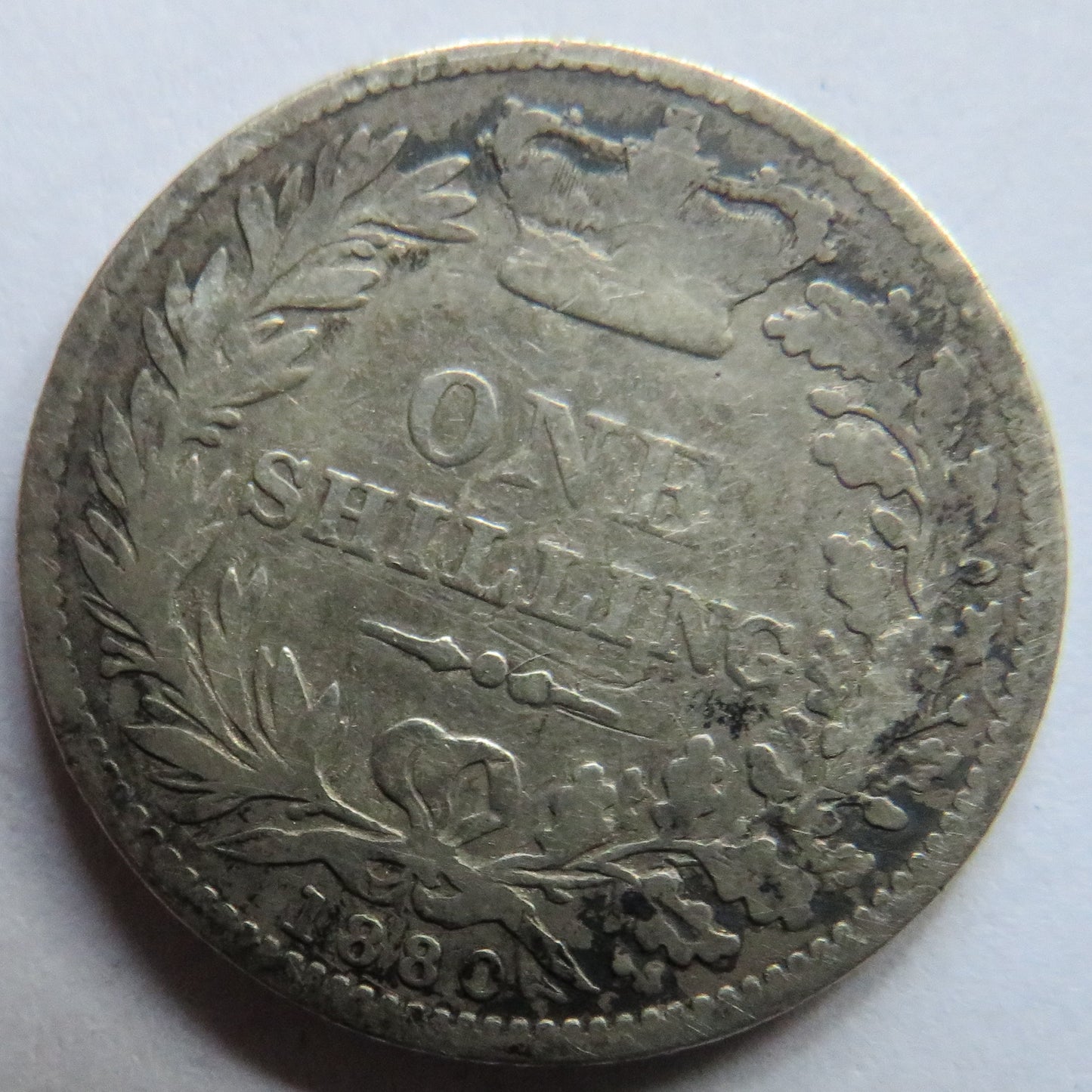 1880 Queen Victoria Young Head Silver Shilling Coin - Great Britain