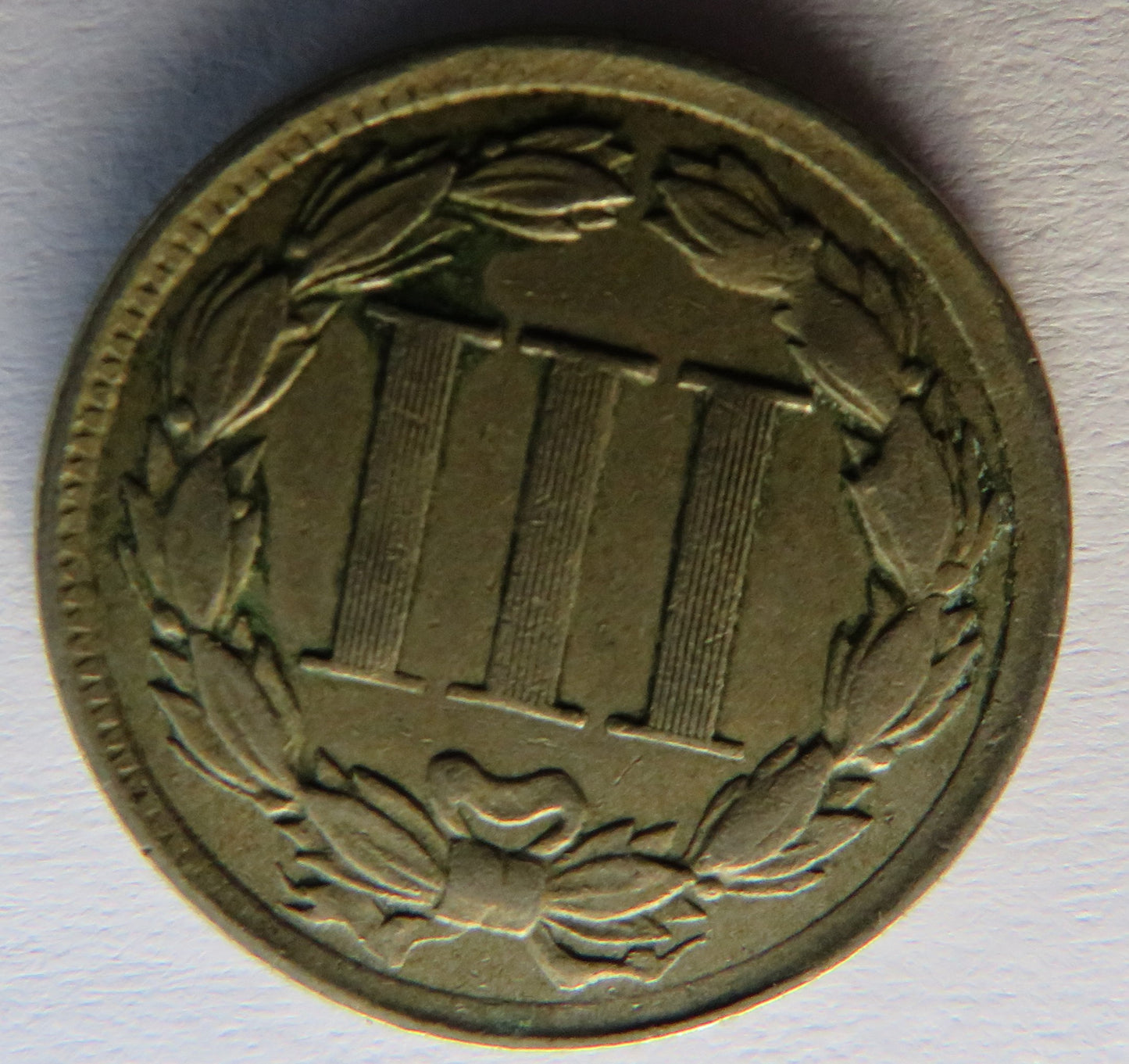 1865 USA Nickel Three Cents Coin
