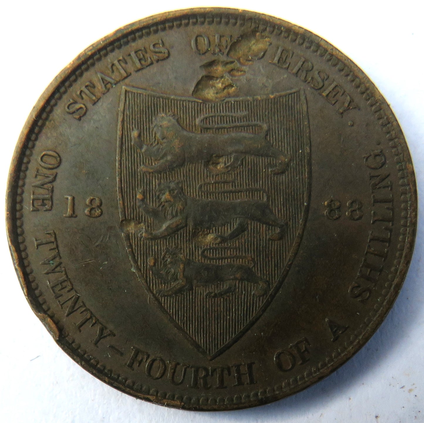 1888 Queen Victoria States of Jersey 1/24th of a Shilling Coin