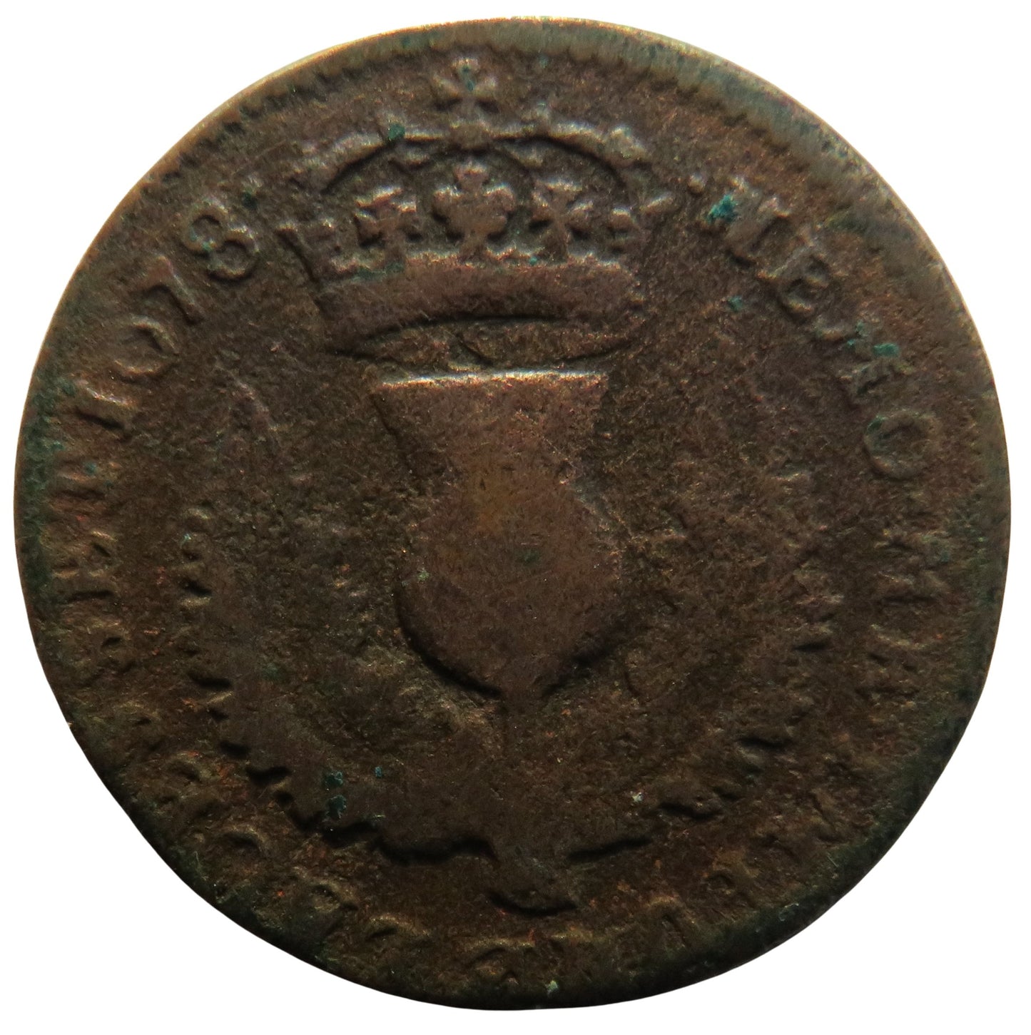 1678 King Charles II Scotland Bawbee / Sixpence Coin