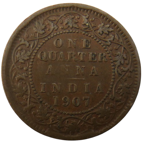 1907 King Edward VII India 1/4 Anna Coin