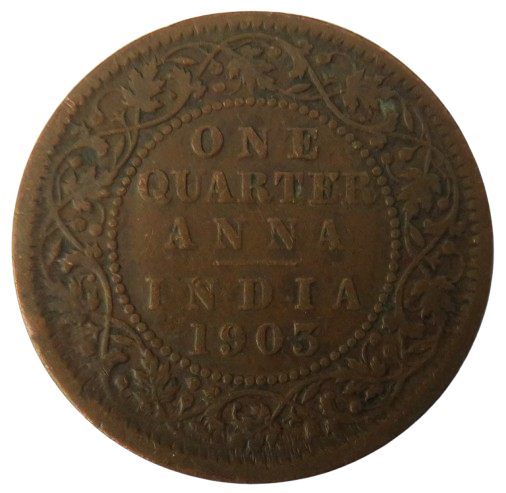 1903 King Edward VII India 1/4 Anna Coin