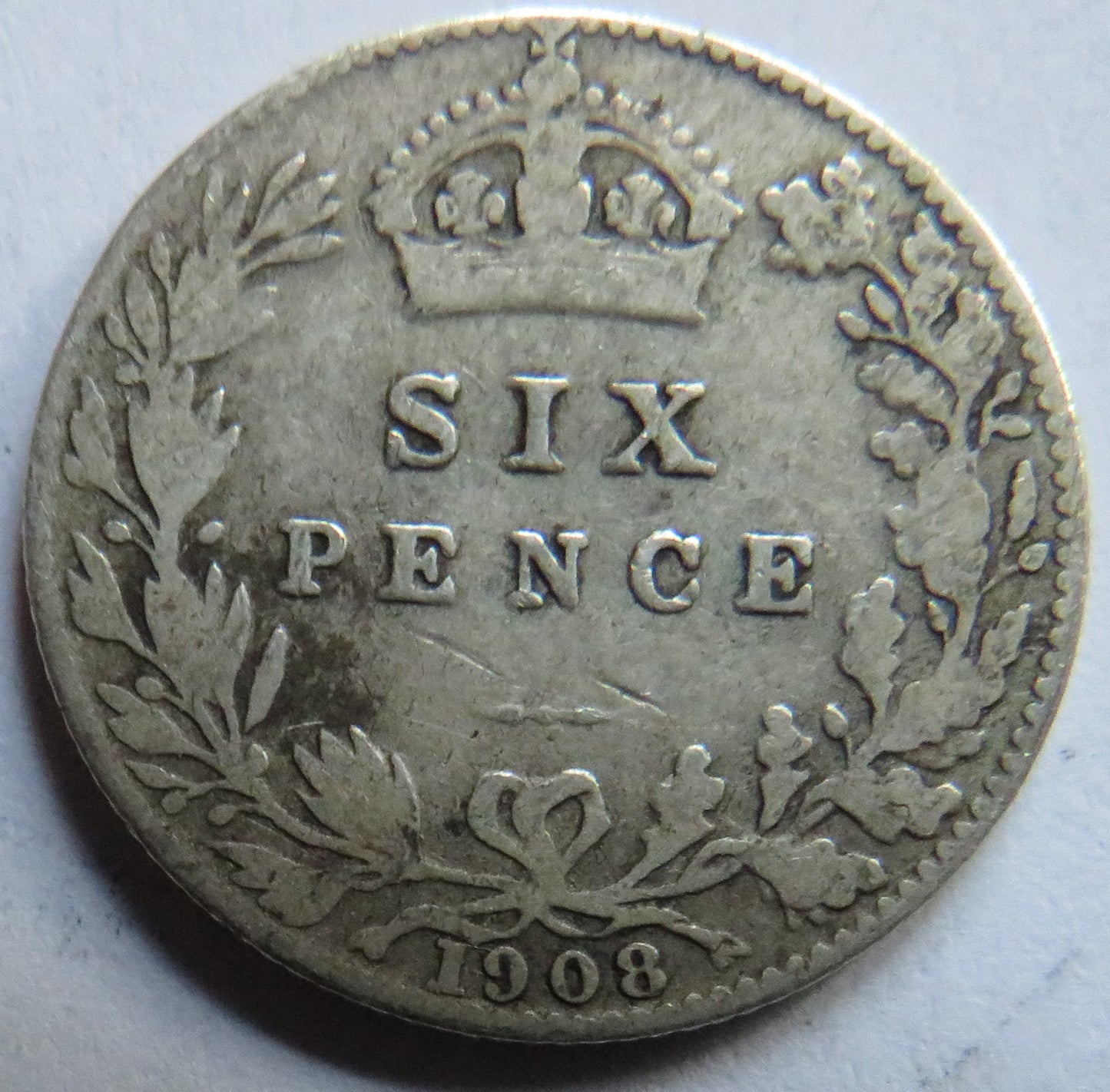 1908 King Edward VII Silver Sixpence Coin - Great Britain