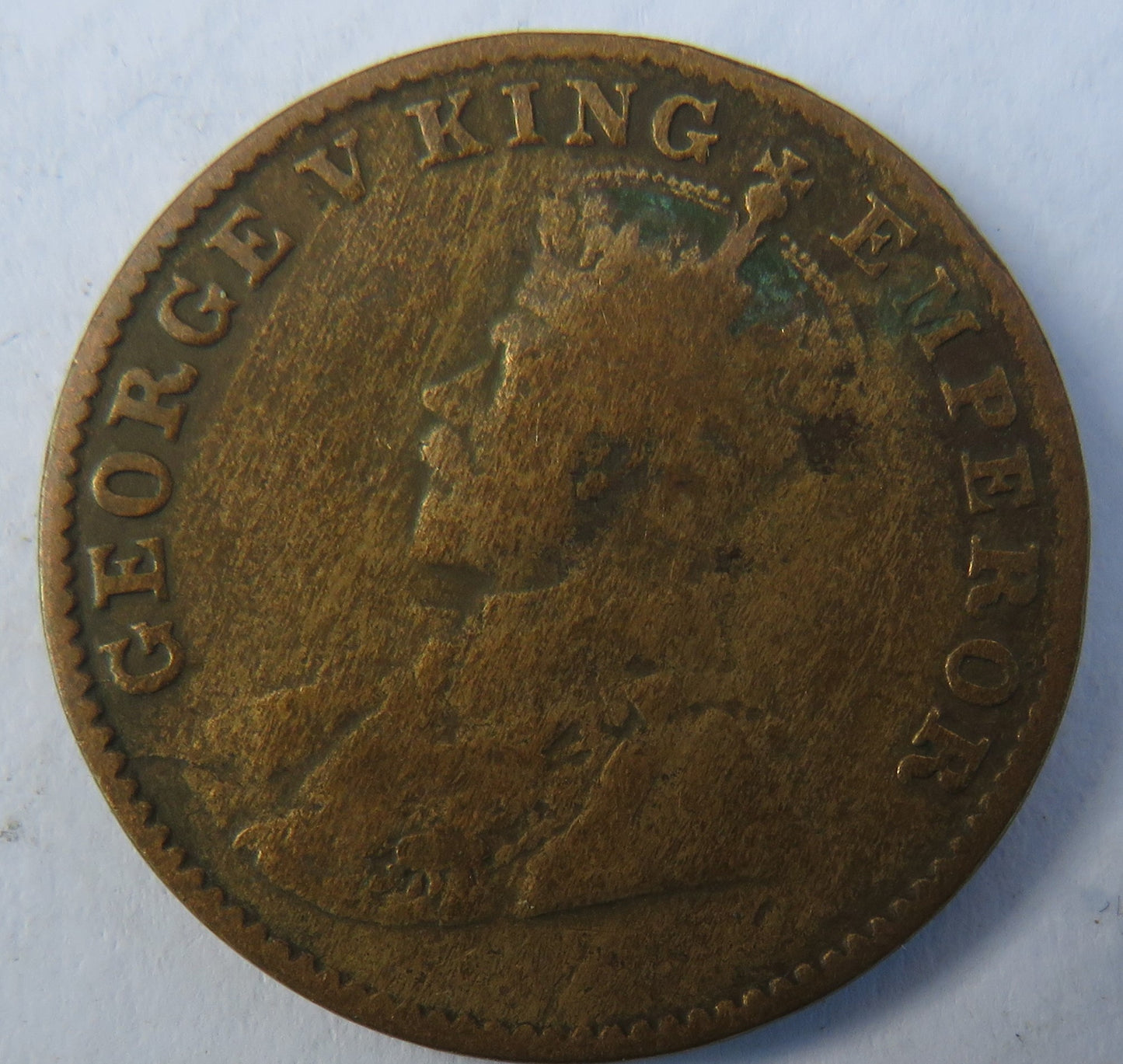 1925 King George V India 1/4 Anna Coin