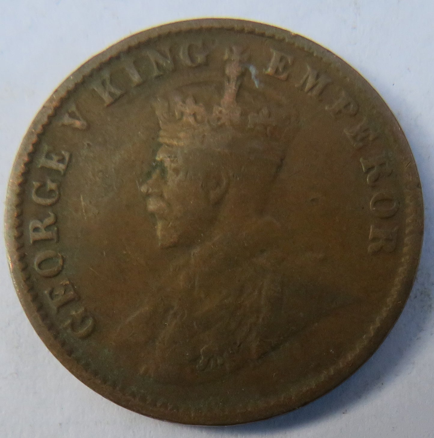 1919 King George V India 1/4 Anna Coin