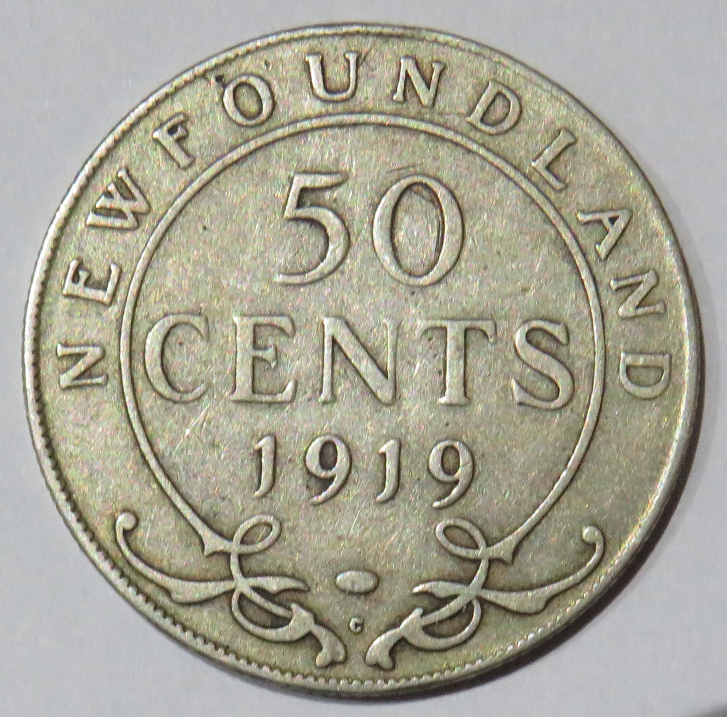 1919 King George V Newfoundland Silver 50 Cents Coin