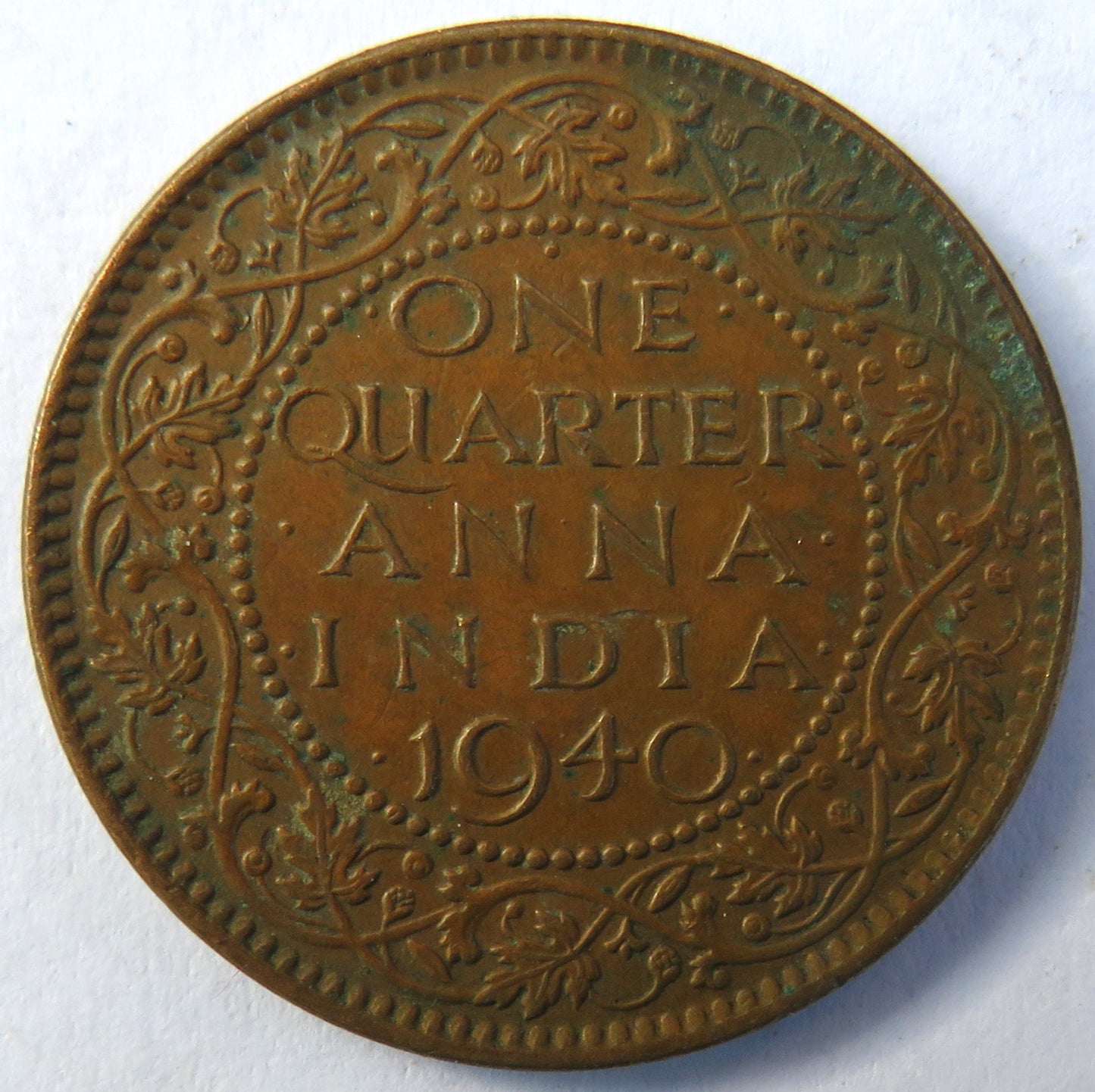 1940 King George VI India 1/4 Anna Coin