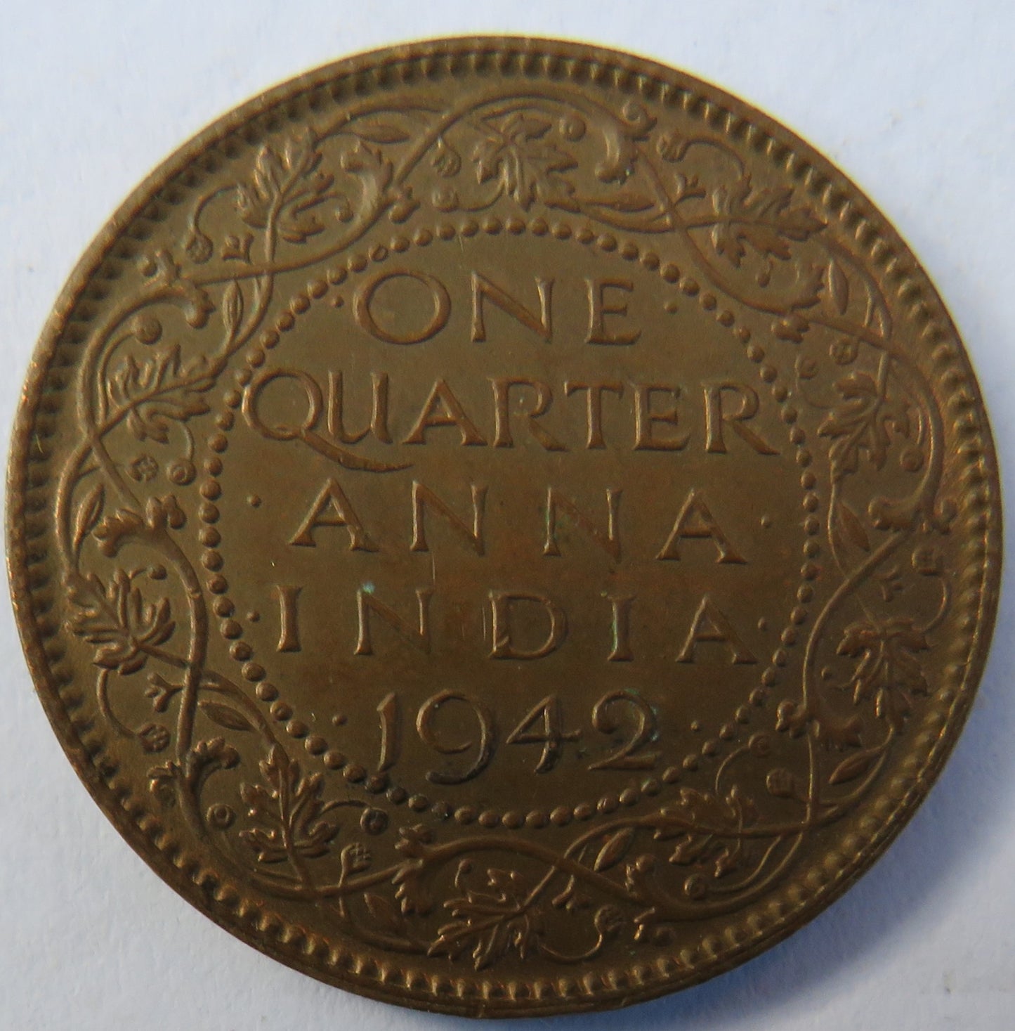 1942 King George VI India 1/4 Anna Coin