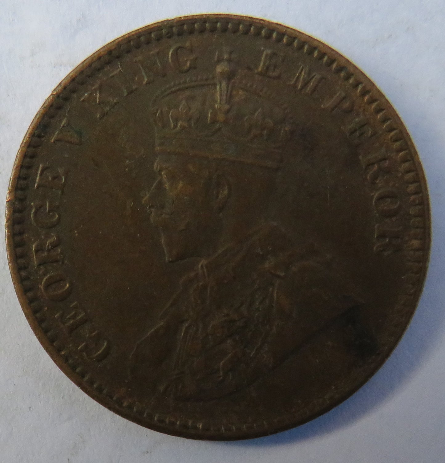 1934 King George V India 1/4 Anna Coin