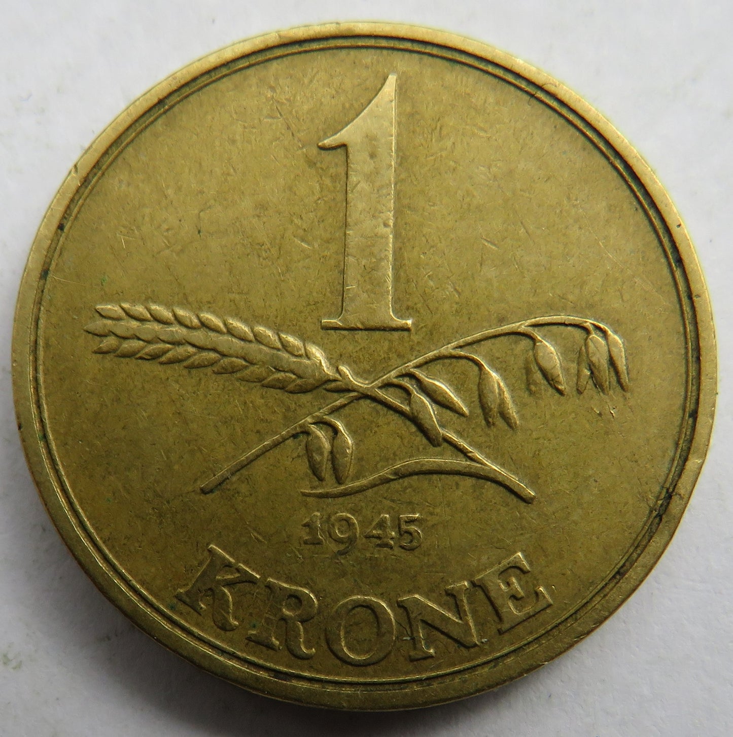1945 Denmark One Krone Coin