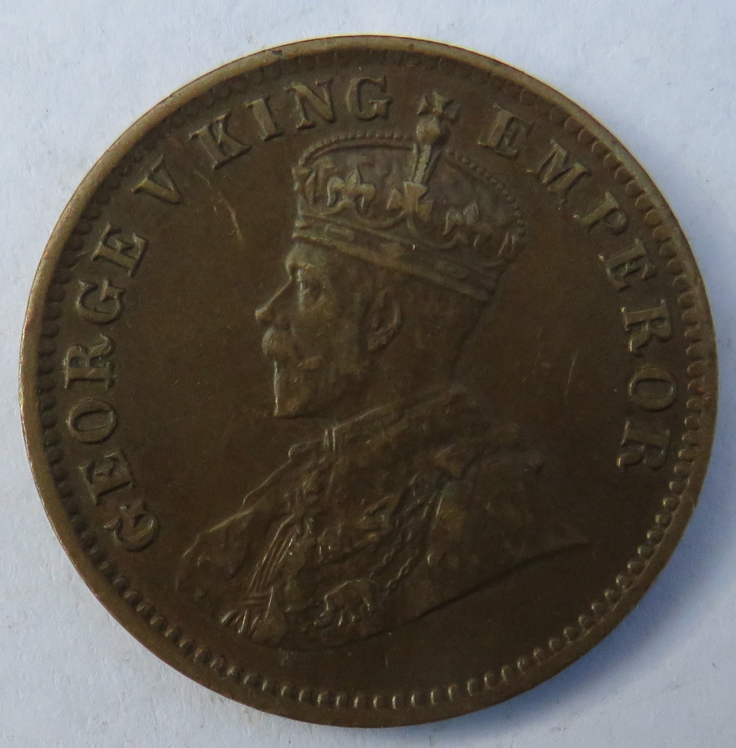 1918 King George V India 1/4 Anna Coin