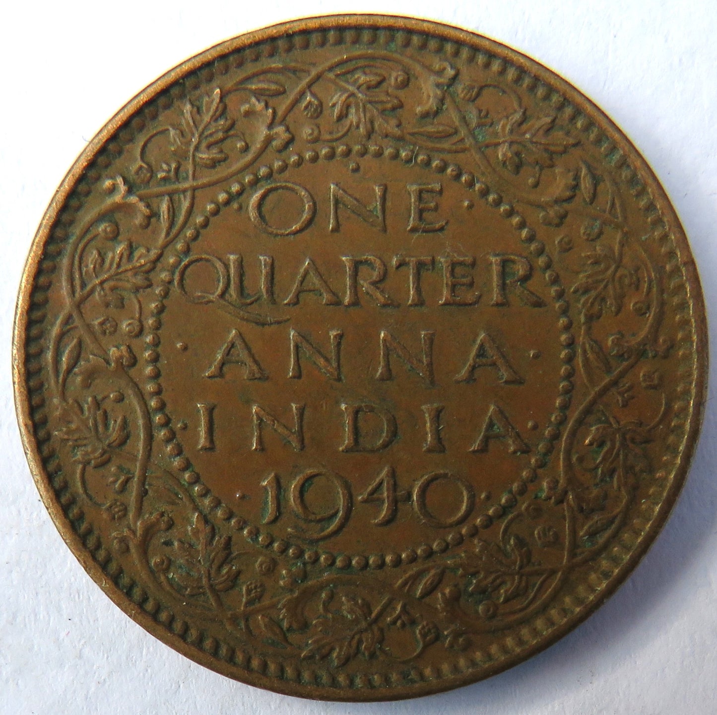 1940 King George VI India 1/4 Anna Coin