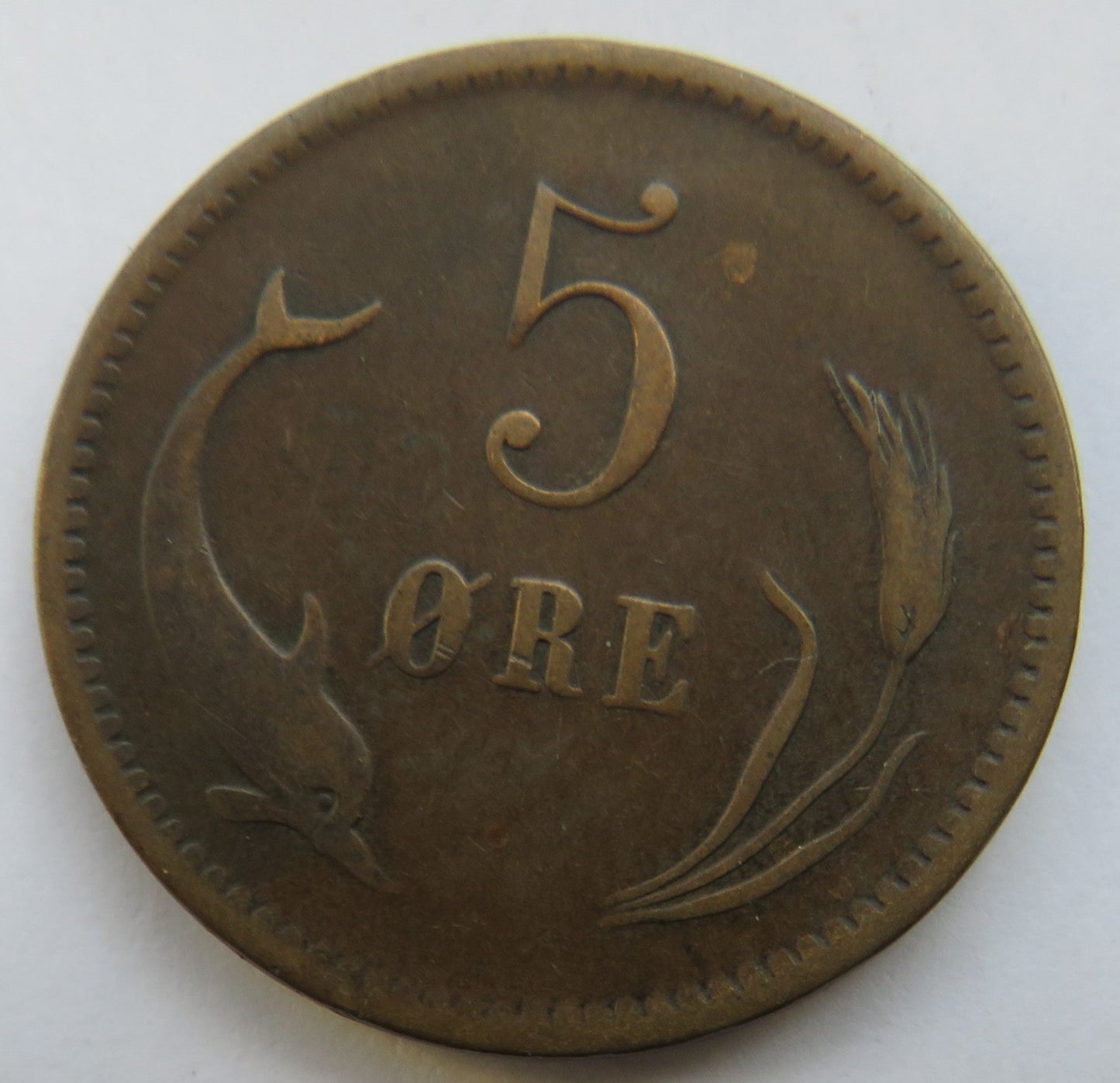 1874 Denmark 5 Ore Coin