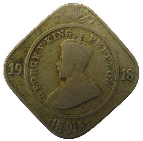 1918 King George V India 2 Annas Coin