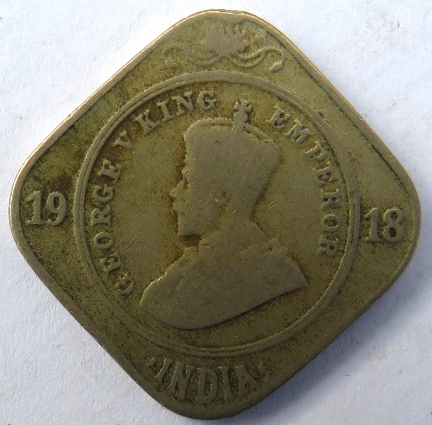 1918 King George V India 2 Annas Coin
