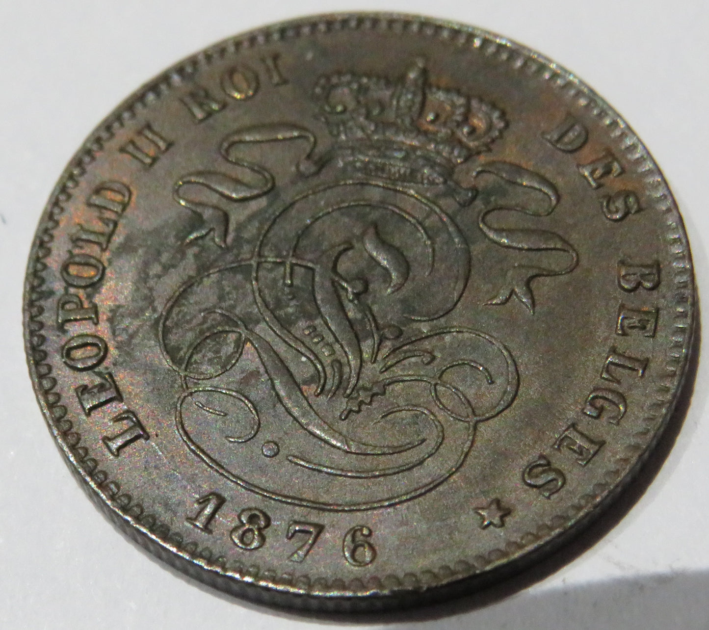 1876 Belgium 2 Centimes Coin In High Grade