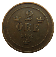 Load image into Gallery viewer, 1902 Sweden 2 Ore Coin
