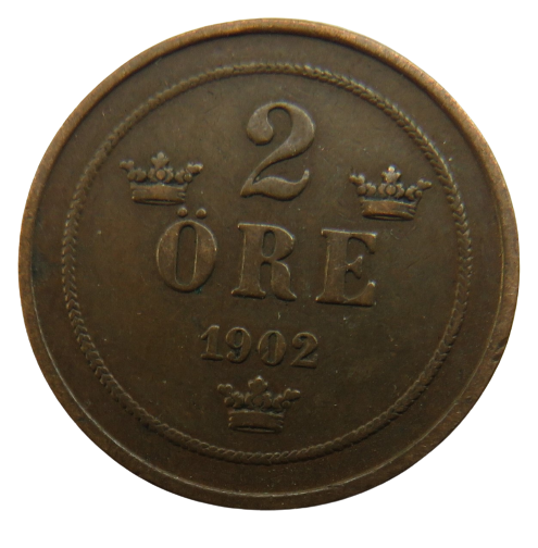 1902 Sweden 2 Ore Coin